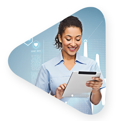Smiling female african american healthcare profesional with tablet pc computer