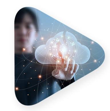 a woman touching the Google cloud