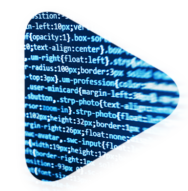 triangle cut out of computer code in white text on a navy blue background