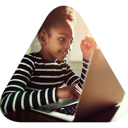 young girl using a laptop
