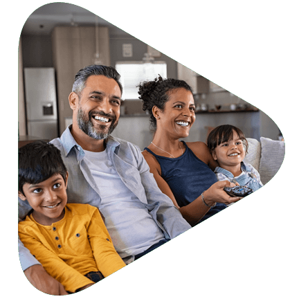 family watching tv