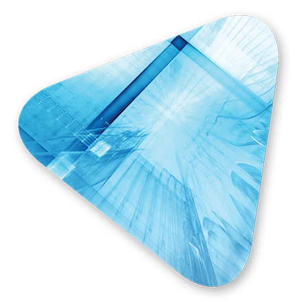 Triangle containing a grid of blue light