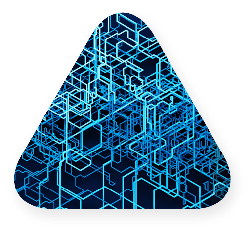 large triangle with blue pipe matrix