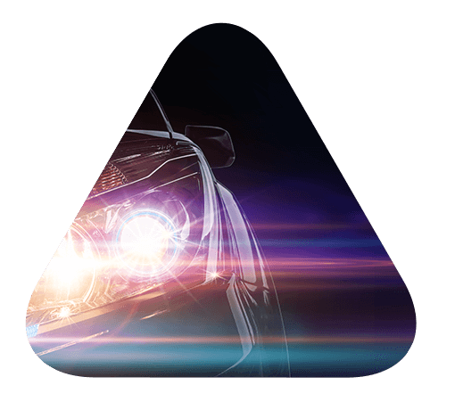 close up of a sports card headlights.