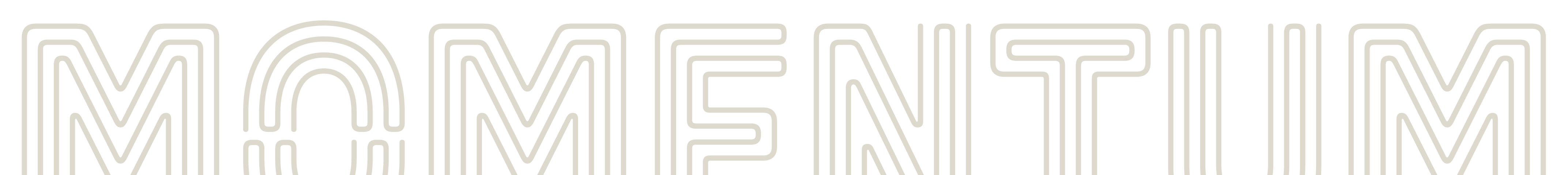 The word 'MOMENTUM' written in a stylized, outlined font with multiple lines forming each letter.