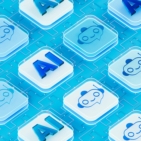 Custom AI keyboard in a bight blue shade