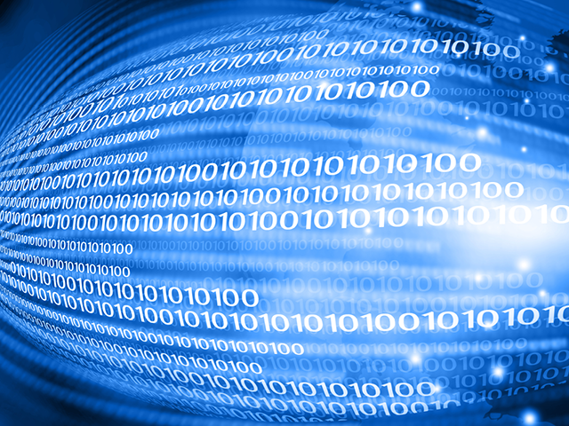 A blue wall of binary code