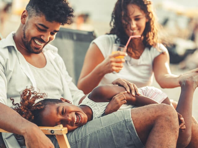 a family taking paid time off on vacation