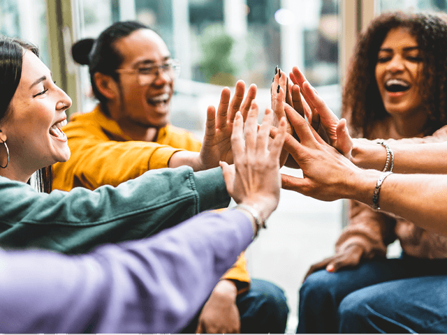 A group of employees interacting within a dynamic culture