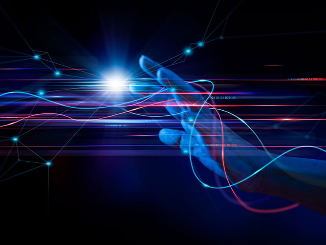 hand reaching out into digital space to manage programs with ease