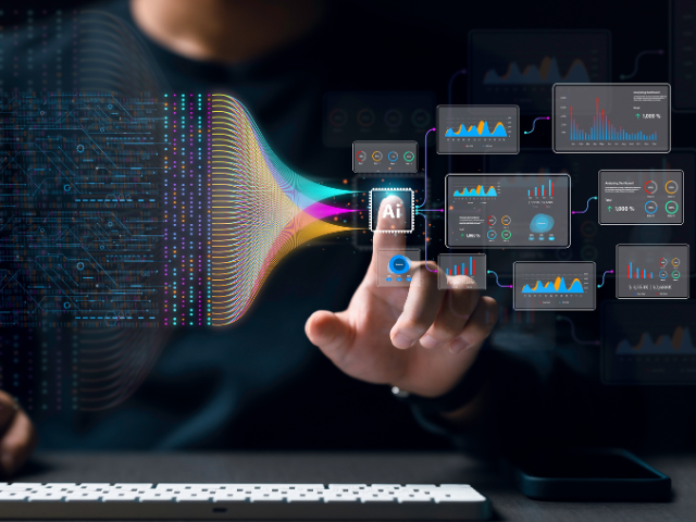 AI agents hand pointing to apps