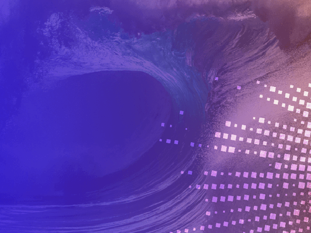 ocean wave with digital design overlay