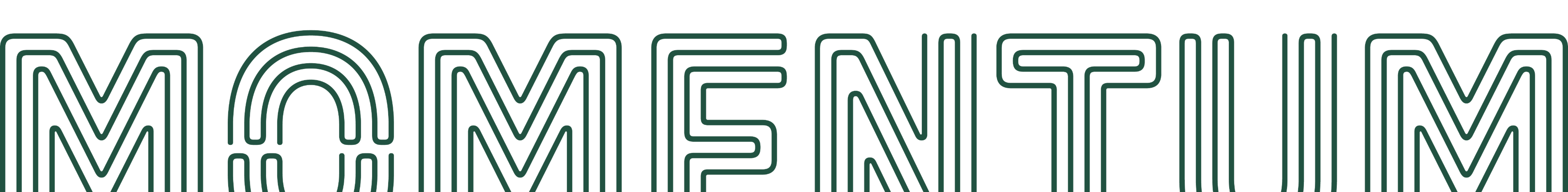 The word 'MOMENTUM' written in a stylized, outlined font with multiple lines forming each letter.