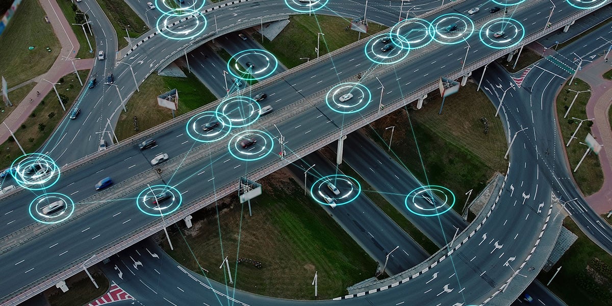 highway showing geographic information of the trucks on the road