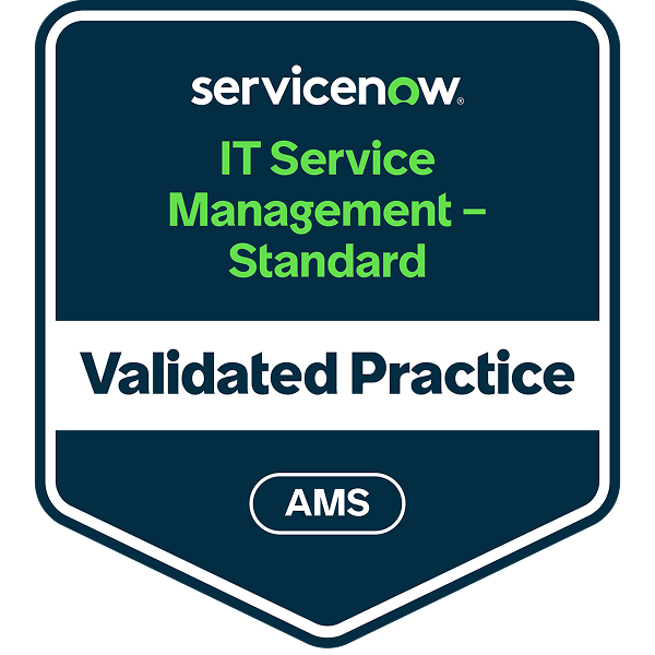 servicenow IT Service Management – Standard Validated Practice AMS Badge