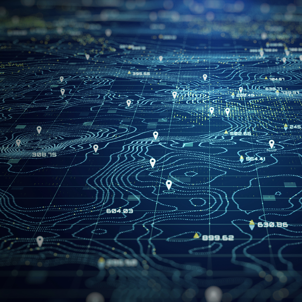 Abstract digital circuit board representing data and connectivity.