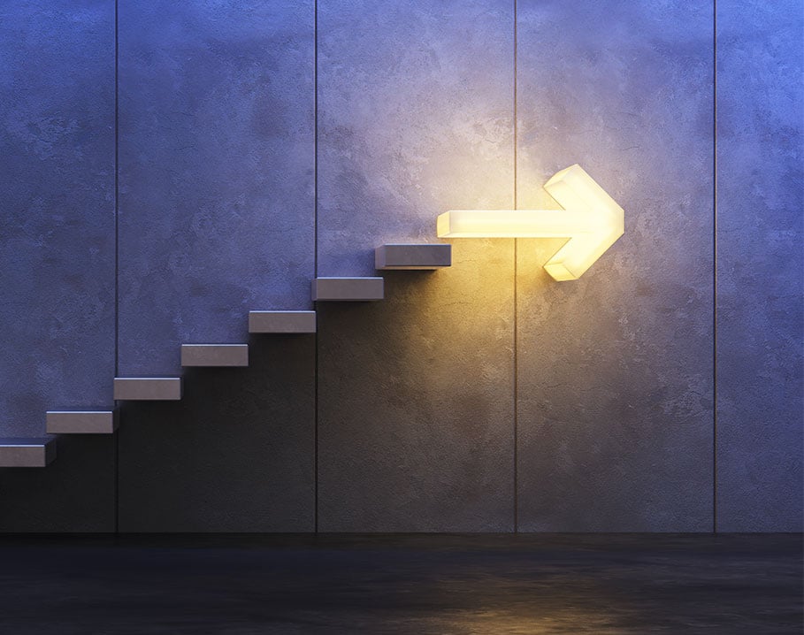 Arrow lighting the way to digital transformation