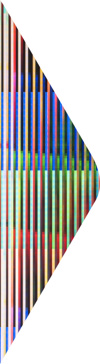 Narrow triangle with pattern of multicolored narrow lines like the multiple elements of a well-executed IAM programme