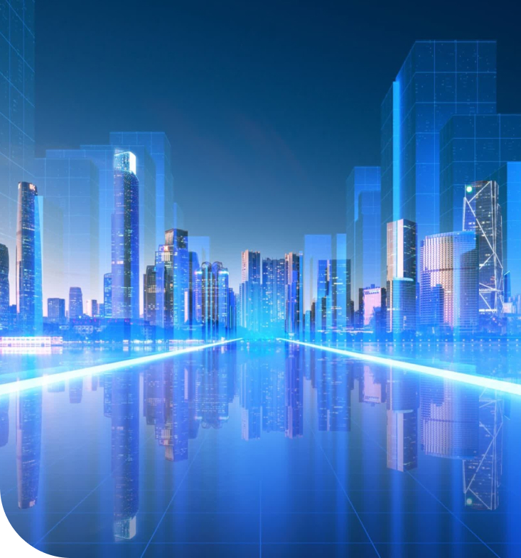 road leading to the skyscrapers