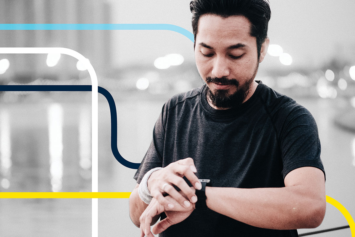 customer checking his smart watch for the latest update