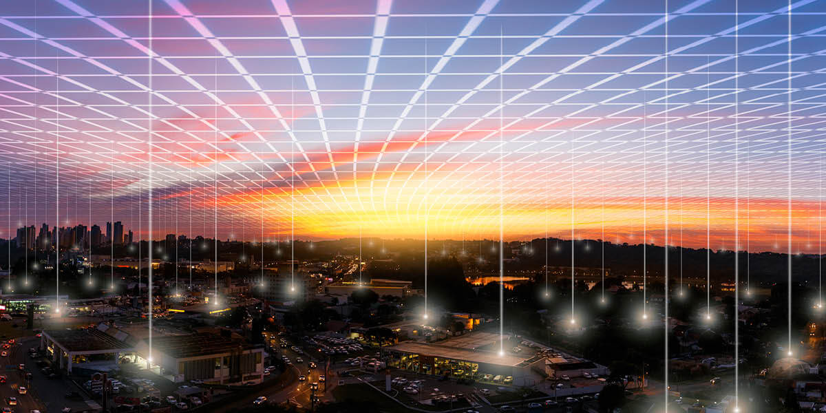 Energy centers highlighted in a cityscape.