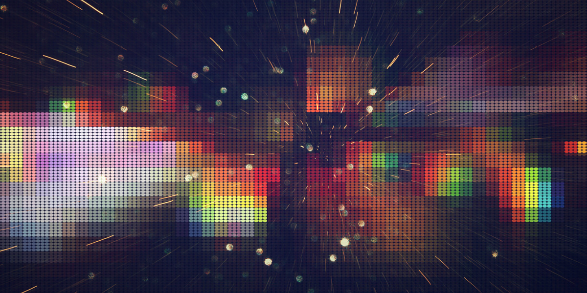 an abstract image of green, blue and red