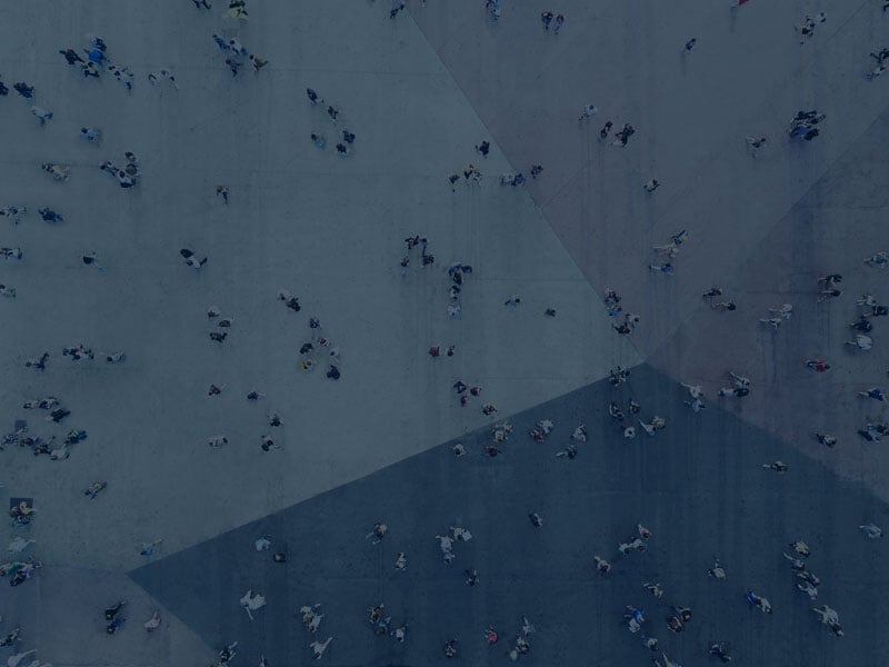overhead view of workforce headed to work