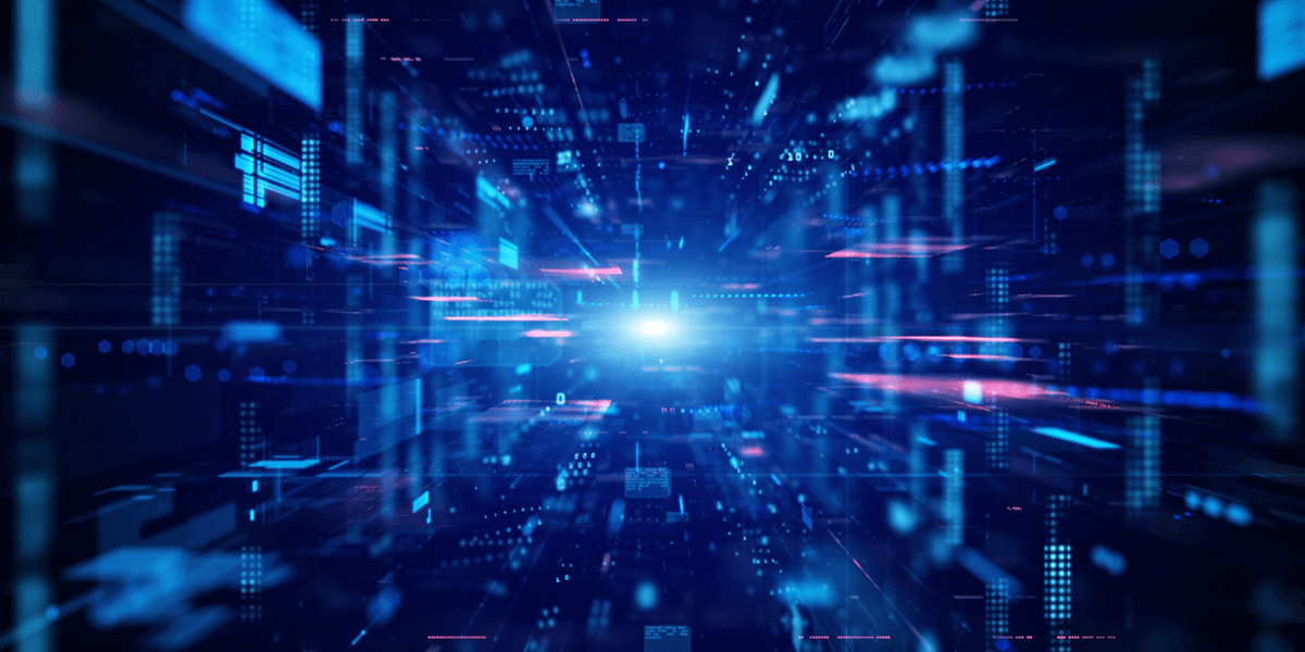 Abstract image of a digital space with lights