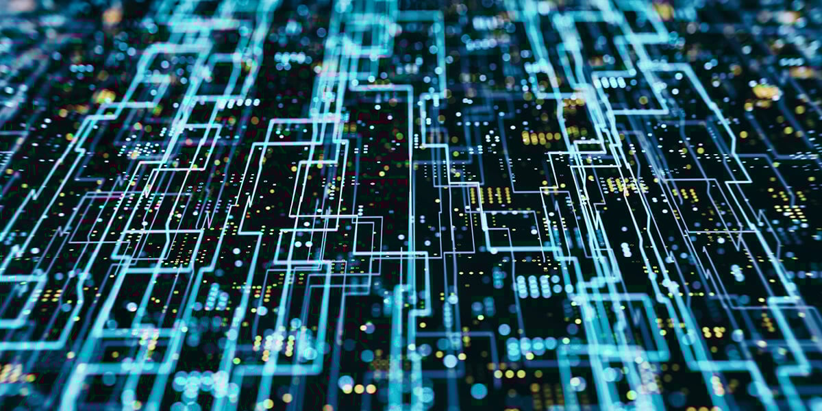 blue lines of data symbolizing ai and machine learning