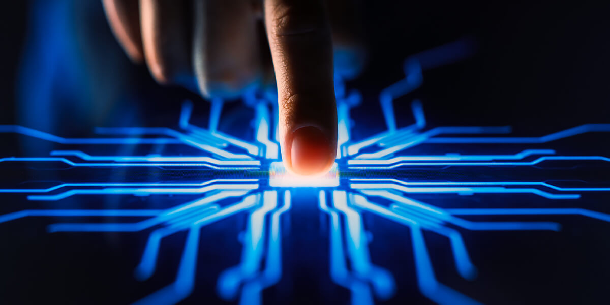 someone clicking on a square on a touchscreen