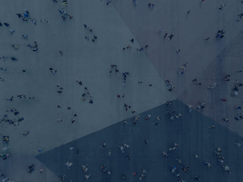 overhead view of workforce headed to work