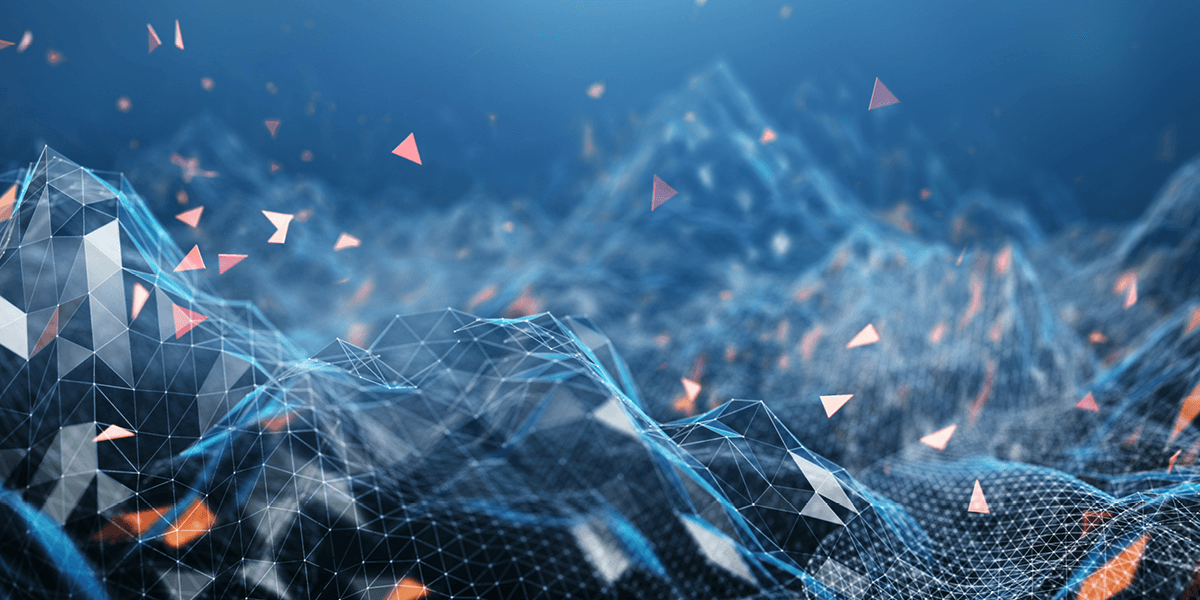 Abstract mountains over a digital landscape