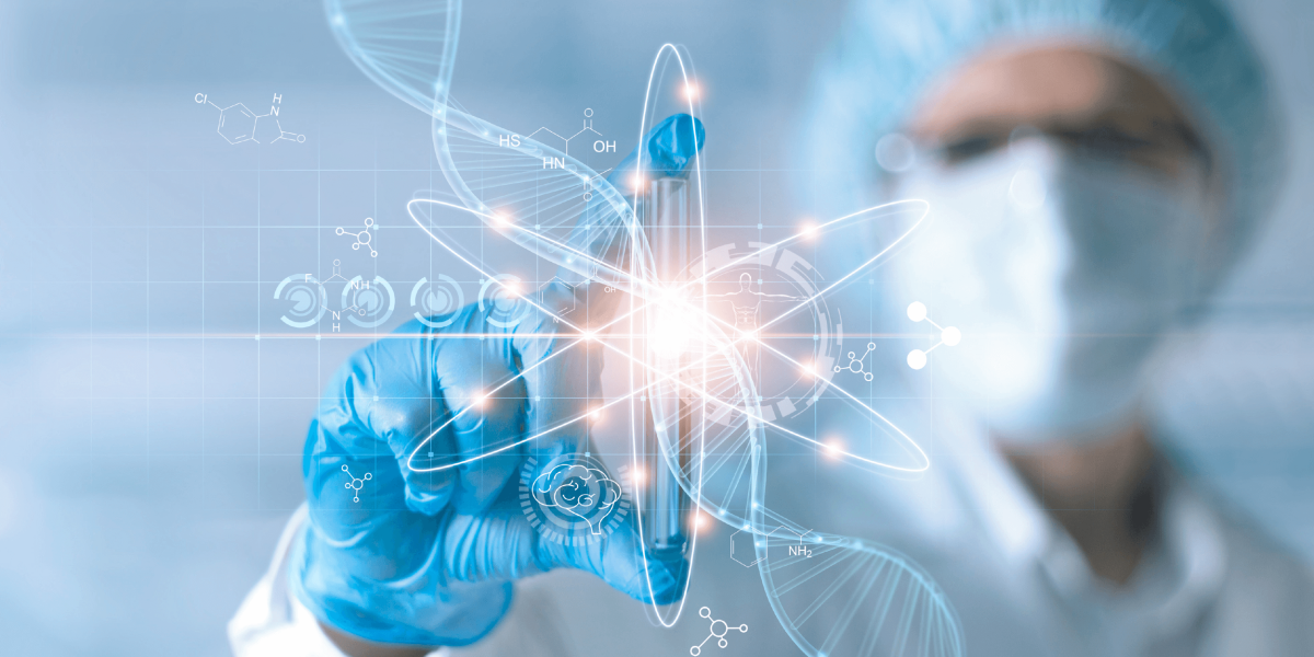 modern healthcare imagery with digital symbols held by a healthcare worker