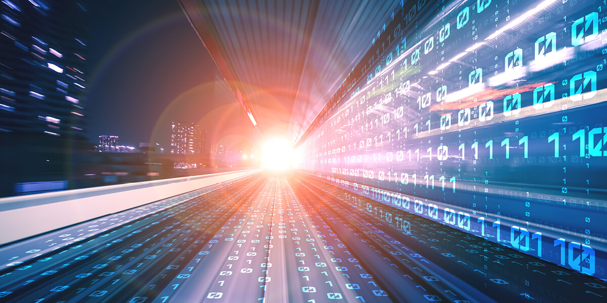 a bright light with numbers of data