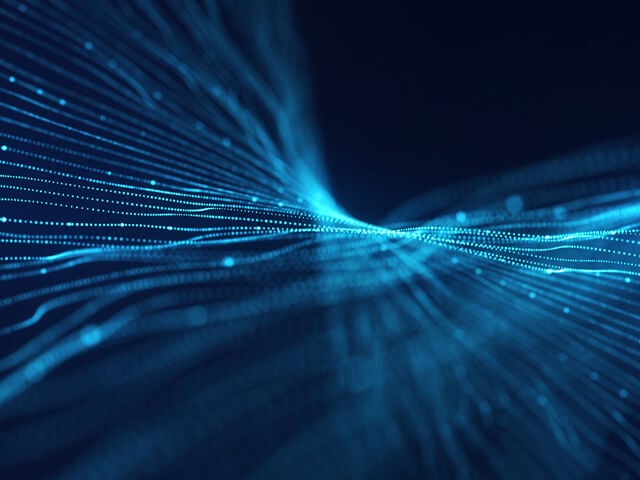 digital infrastructures in blue lights.