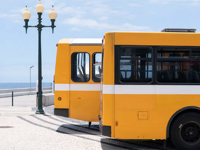 parked public transit vehicles