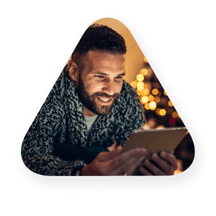 A man watching a ipad