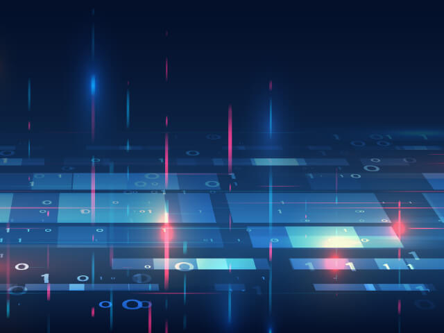 blue colored abstract visualization of data and analytics.