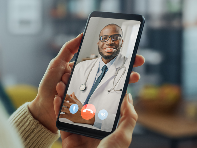 telehealth appointment on mobile phone