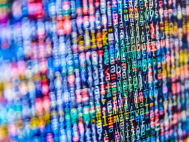 multi-colored letters and numbers on a screen