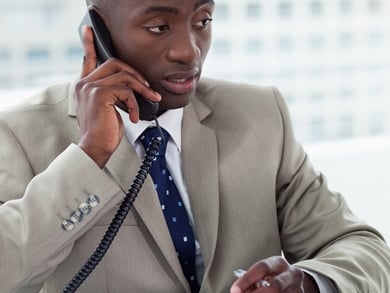 business professional during a phone screen