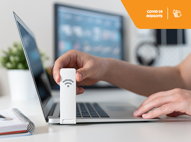 business profesional working via cloud connection on laptop