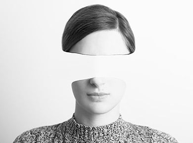 woman with a band through her eyes hiding her identity