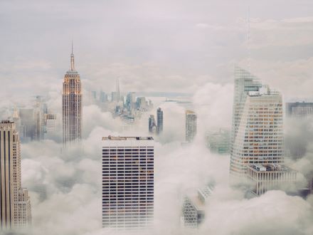 Cityscape amoungst clouds