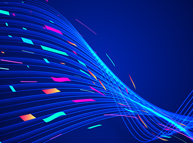 digital specks over a blue gradient background