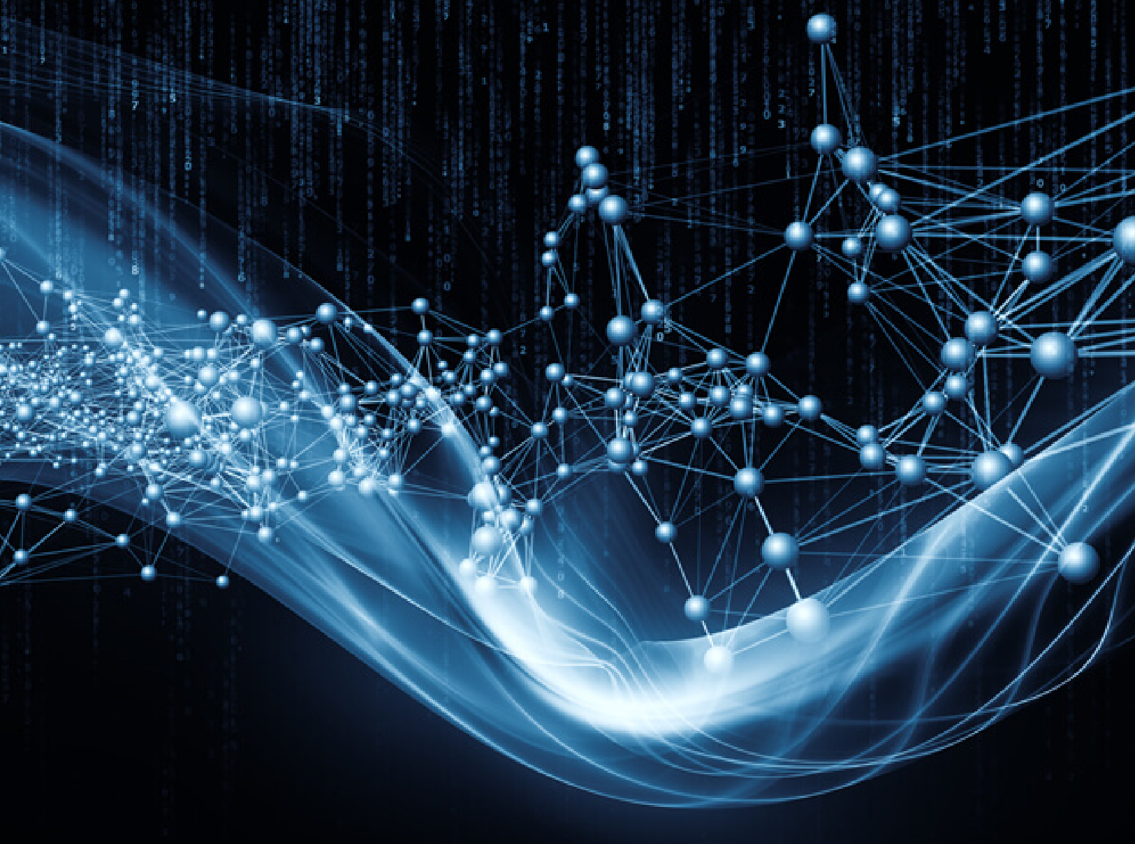 blue digital abstract representation of technology, partnership and functionality