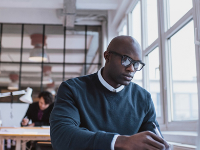 a military veteran at work in the private sector