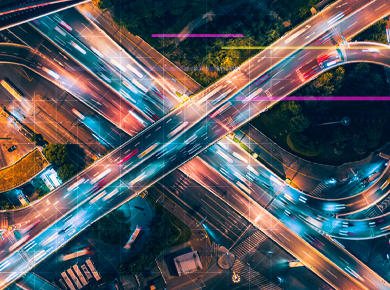 aerial view of a busy entwined highway meant to reflect a complicated, yet efficient data strategy