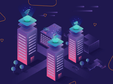 neon smart city animated image