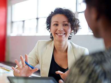female interviewing for a new job